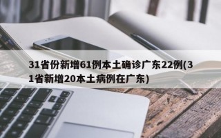 31省份新增61例本土确诊广东22例(31省新增20本土病例在广东)