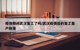 疫情期间武汉复工了吗/武汉疫情后的复工复产政策